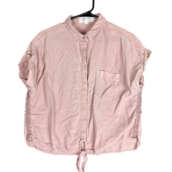 Cloth & Stone Anthropologie Womens Shirt Pink Tie Front Button Down Large - Picture 1 of 12